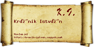 Kránik István névjegykártya